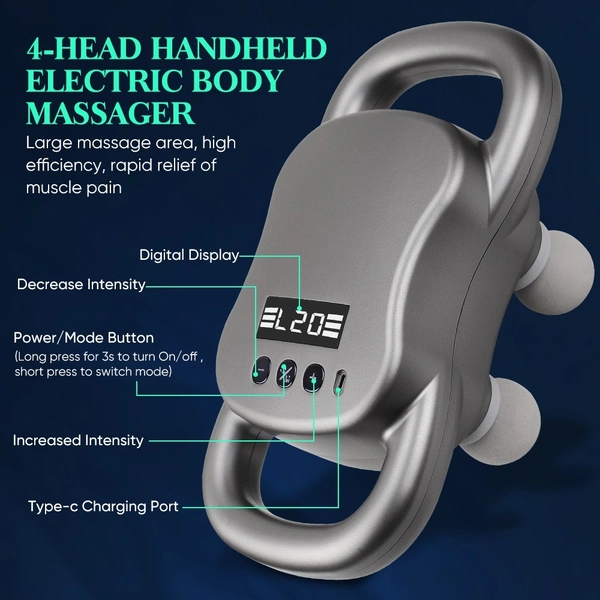 "Muscle Relaxation Massage Gun - 4 Heads, Adjustable Speeds, Portable Therapy for Recovery"