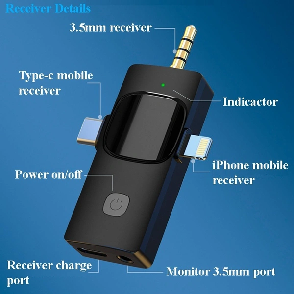 K15 3-in-1 Wireless Lavalier Microphone – High-Quality Audio for Recording & Streaming