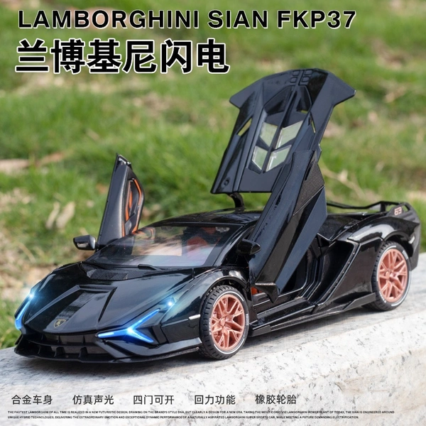 1:24 Die-Cast Lamborghini Model Car – Alloy Metal, Pull-Back Toy, Openable Doors, LED & Sound