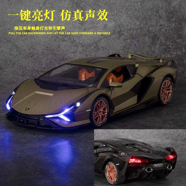 1:24 Die-Cast Lamborghini Model Car – Alloy Metal, Pull-Back Toy, Openable Doors, LED & Sound