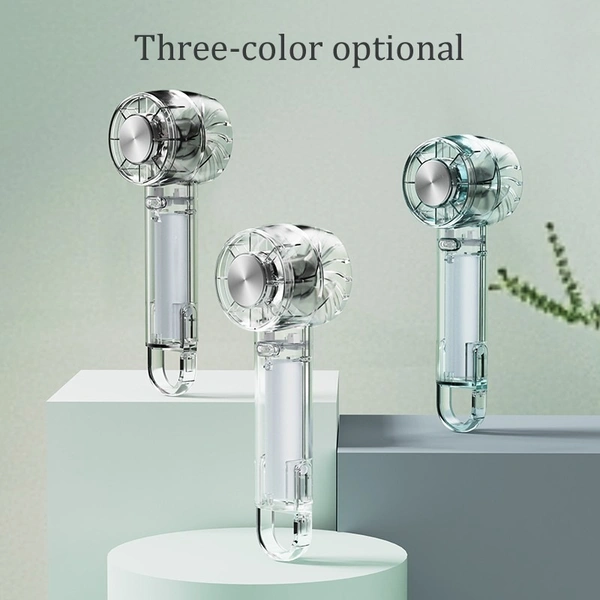 Ice Feeling Transparent Rechargeable Handheld Fan | Portable Cooling with Ice Compression Function for Travel & Outdoor Use