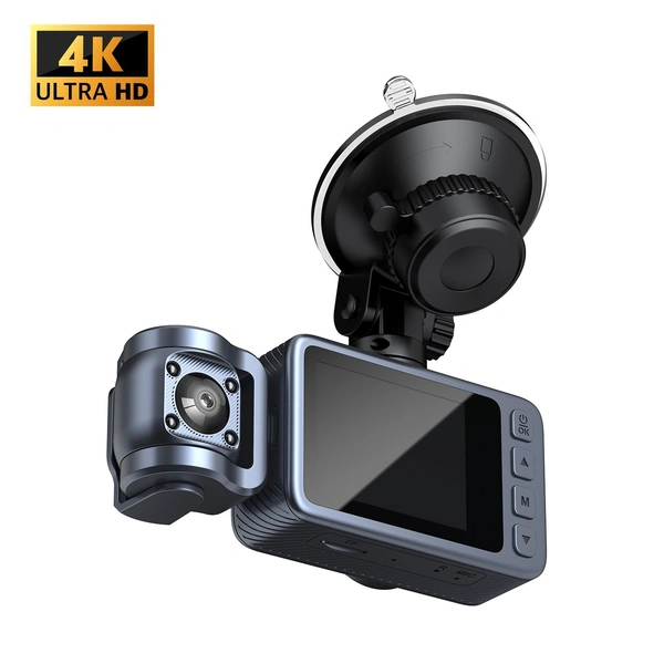 2160P 3-Lens 4K Dash Cam with Night Vision, GPS & Parking Monitor | Universal Car Dash Camera