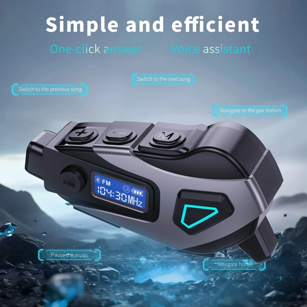 K10 Motorcycle Helmet Wireless Handsfree Headset Intercom – 10 m Range, 40 h Battery, Noise‑canceling Bluetooth 5.4