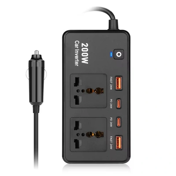 200W Car Power Inverter| Portable Car Converter for Laptops, Mobiles & Appliances