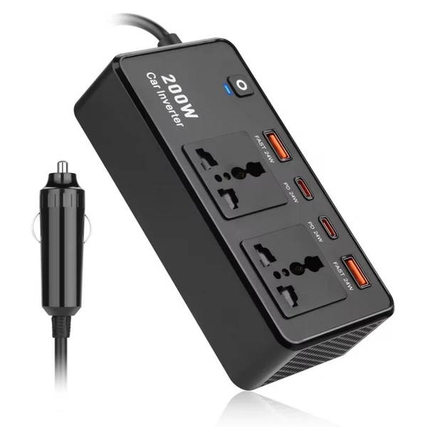 200W Car Power Inverter| Portable Car Converter for Laptops, Mobiles & Appliances