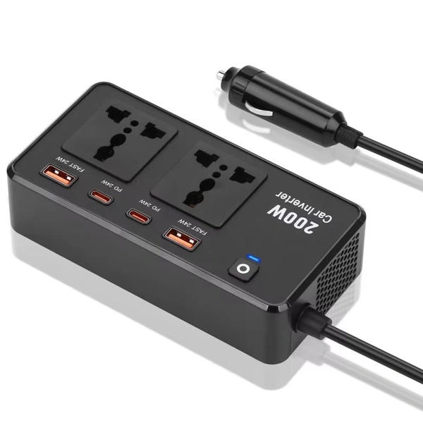 200W Car Power Inverter| Portable Car Converter for Laptops, Mobiles & Appliances