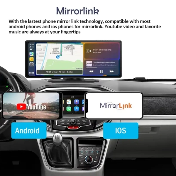 H19 Plus 10.26″ Portable CarPlay & Android Auto Screen | 256GB Support, HD Touch Display, Dash Cam & Bluetooth | 6 month waranty