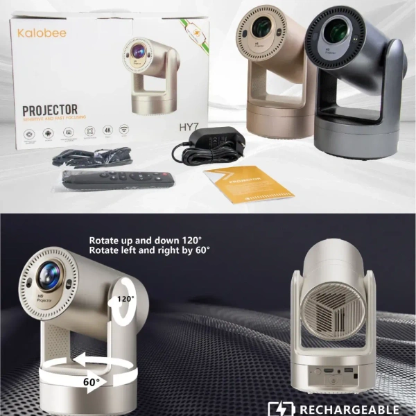 Kalobee HY7 4K Smart Home Theater Projector • Android 14 • Built-in WIFI & 1-Hour Battery