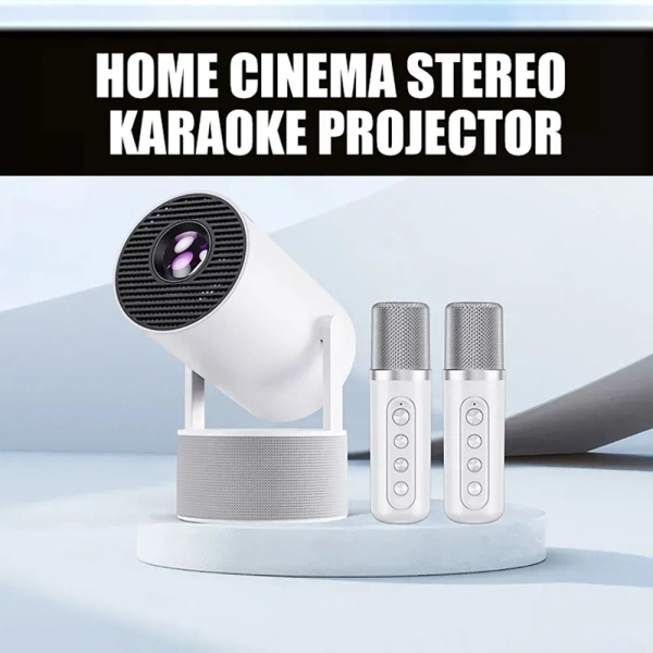 HY300 Pro KTV Projector with Wireless Microphone – Perfect for Karaoke & Home Entertainment