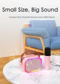 SH-502BT Portable Kids Karaoke Machine with Wireless Microphone & LED Lights | Bluetooth Speaker