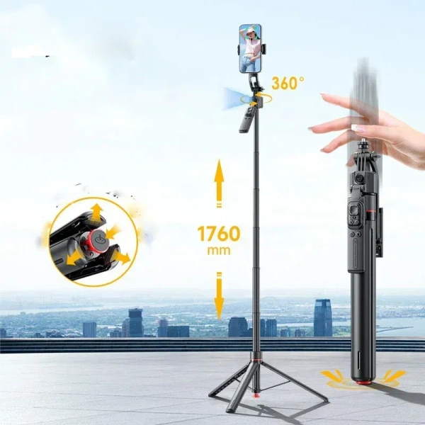 TT07 Tracking Gimbal Selfie Stick with 1.8 m Extension, Auto Face Tracking & 360° Rotation
