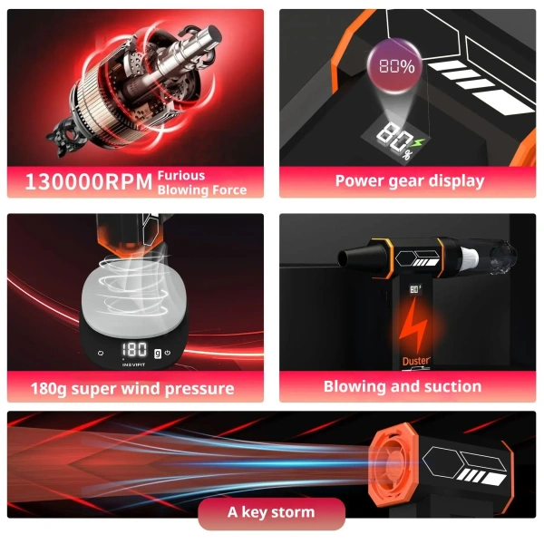 F218 Portable 13,000 RPM Mini Super Jet Blower – Handheld Turbo Air Blower for Cleaning & Drying