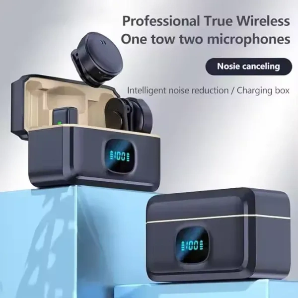 Wireless Microphone – Plug & Play, 20m Range, Noise Reduction, Widely Compatible Clip Microphone – Ultra-Compact Wireless Mic with Magnet Mount | Type C + lighting