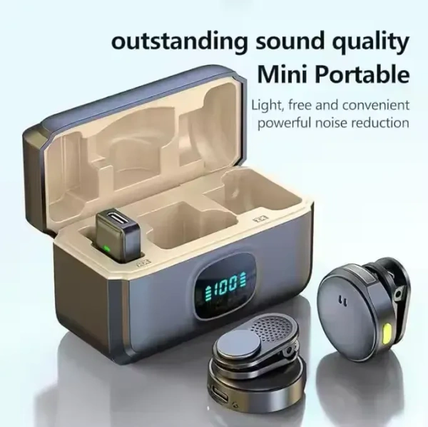 Wireless Microphone – Plug & Play, 20m Range, Noise Reduction, Widely Compatible Clip Microphone – Ultra-Compact Wireless Mic with Magnet Mount | Type C + lighting