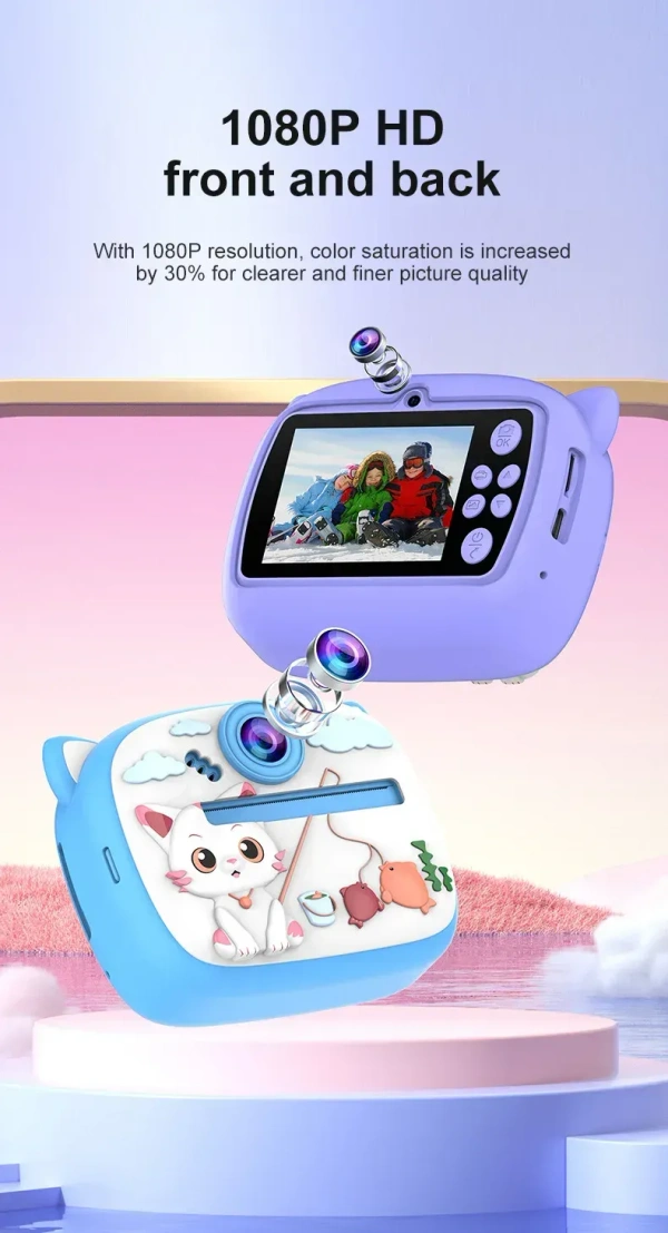 Kids Instant-Print Video Camera with MP3 — 1080p Fun Print Camera for Children