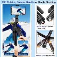 C12 Wireless Bluetooth Selfie Stick Tripod – 1.31 m Extendable, 360° Rotation, Remote & Stability