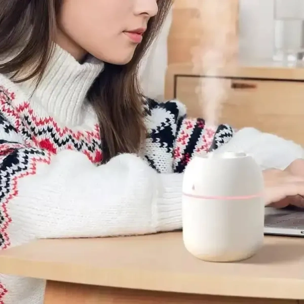 220 ml Mini Portable Cool-Mist Ultrasonic Humidifier – USB Powered Night-Light Aroma Diffuser