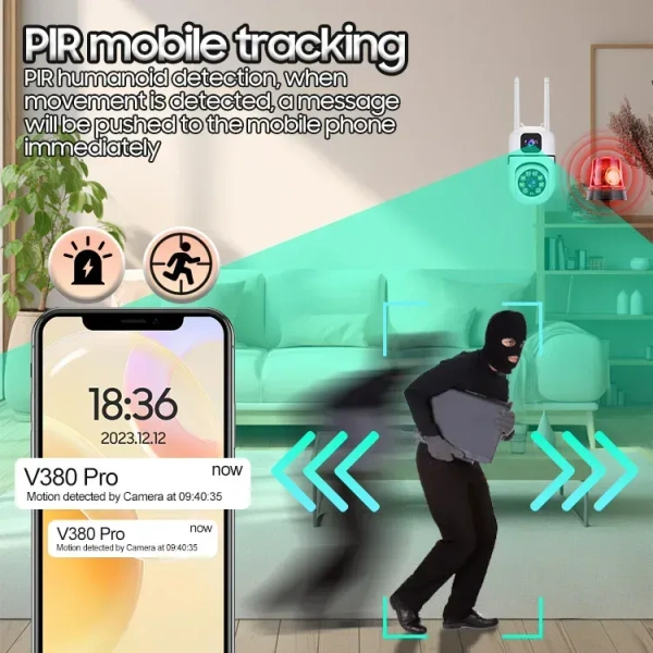 A7 Pro Dual-Lens 2MP PTZ WiFi Security Camera — 1080p Full Color Night Vision, Dual Screen, 360° Surveillance