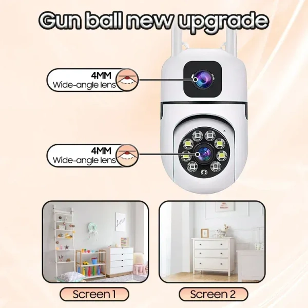 A7 Pro Dual-Lens 2MP PTZ WiFi Security Camera — 1080p Full Color Night Vision, Dual Screen, 360° Surveillance