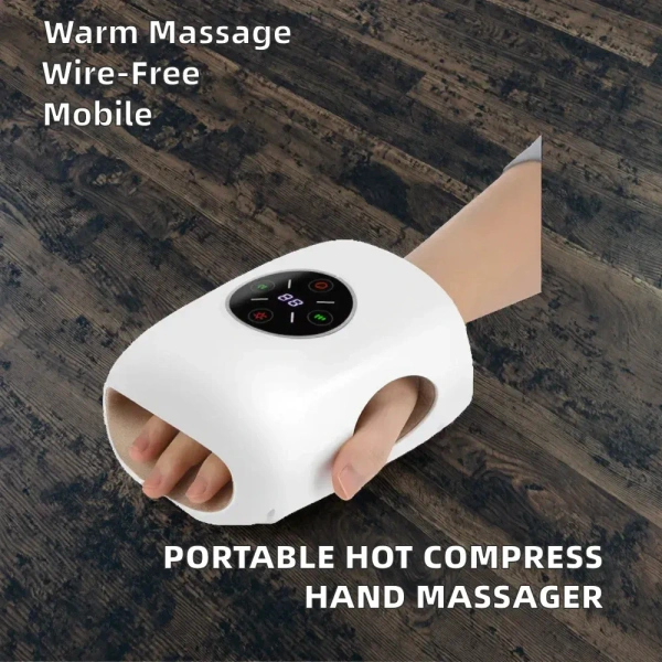 Portable Cordless Electric Hand Massager with Hot Compress – Rechargeable Heat Therapy for Pain Relief & Relaxation