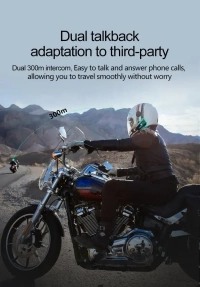 Y13 Motorcycle Bluetooth Intercom Headset | 300m Range | Bluetooth 5.3 | IPX6 Waterproof | Noise Reduction | Long Battery