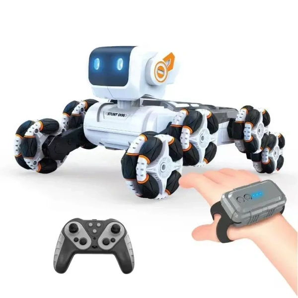 Remote Control RC Car Robot Dog Toy for Kids | Gesture Control, Lights & Music Stunt Toy