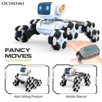 Remote Control RC Car Robot Dog Toy for Kids | Gesture Control, Lights & Music Stunt Toy