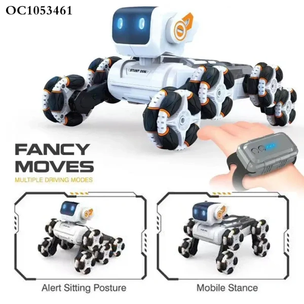 Remote Control RC Car Robot Dog Toy for Kids | Gesture Control, Lights & Music Stunt Toy