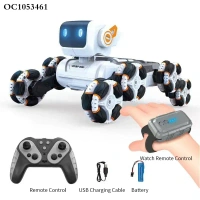 Remote Control RC Car Robot Dog Toy for Kids | Gesture Control, Lights & Music Stunt Toy