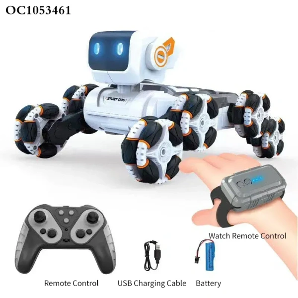 Remote Control RC Car Robot Dog Toy for Kids | Gesture Control, Lights & Music Stunt Toy