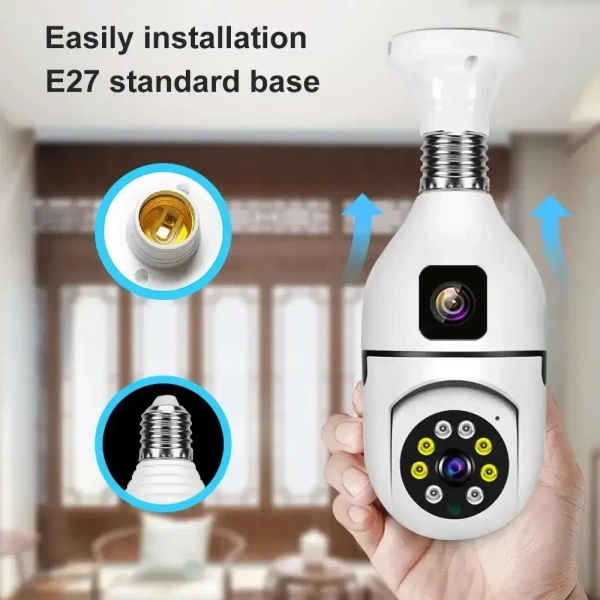 Dual-Lens V380 Wi-Fi CCTV Bulb Camera – 360° Smart Security with Two-Way Audio, Motion Detection & App Control