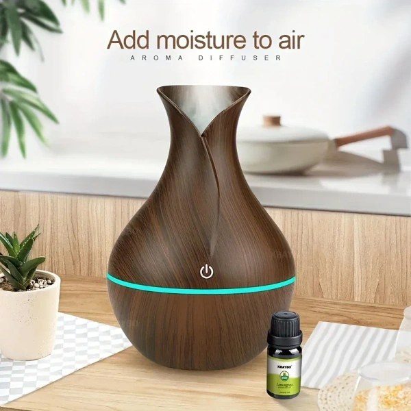 Ultrasonic Aroma Humidifier with Color-Changing LED – 200ml Cool Mist, 110g, DC 5V