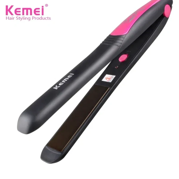 Kemei Professional Hair Straightener – 220°C Fast Heating, Nano Silver Plates, Long Cord | 25W Salon Styling Tool