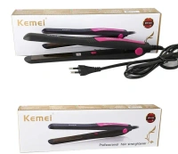 Kemei Professional Hair Straightener – 220°C Fast Heating, Nano Silver Plates, Long Cord | 25W Salon Styling Tool