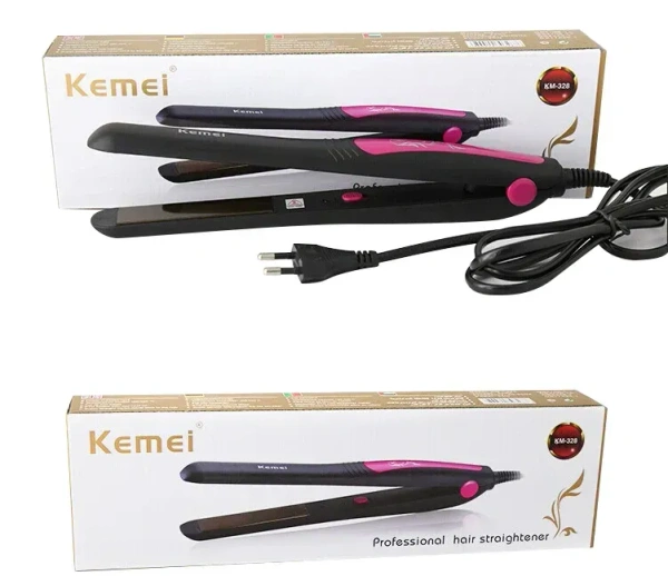 Kemei Professional Hair Straightener – 220°C Fast Heating, Nano Silver Plates, Long Cord | 25W Salon Styling Tool