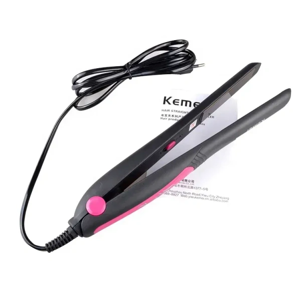Kemei Professional Hair Straightener – 220°C Fast Heating, Nano Silver Plates, Long Cord | 25W Salon Styling Tool