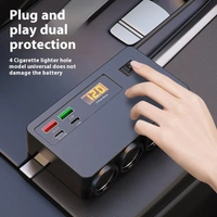 120W Car Charger | Dual USB + Dual Type-C | Fast Car Phone Charger with PD & QC 3.0, Smart Voltage Display, 6-Month Warranty