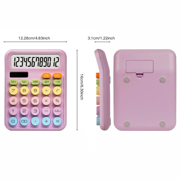 12-Digit Dual-Power Desktop Calculator | Solar + Battery, Large Display