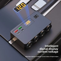 120W Car Charger | Dual USB + Dual Type-C | Fast Car Phone Charger with PD & QC 3.0, Smart Voltage Display, 6-Month Warranty
