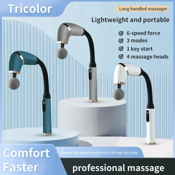 "Compact 4-Head Mini Massage Gun - 6 Speed Levels for Pain Relief & Recovery"