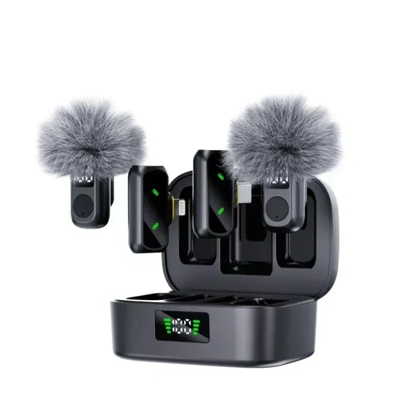 Fitgear FG-X10 Dual-Condenser Wireless Lavalier Microphone – 2.4 GHz, Noise Reduction, Charging Case