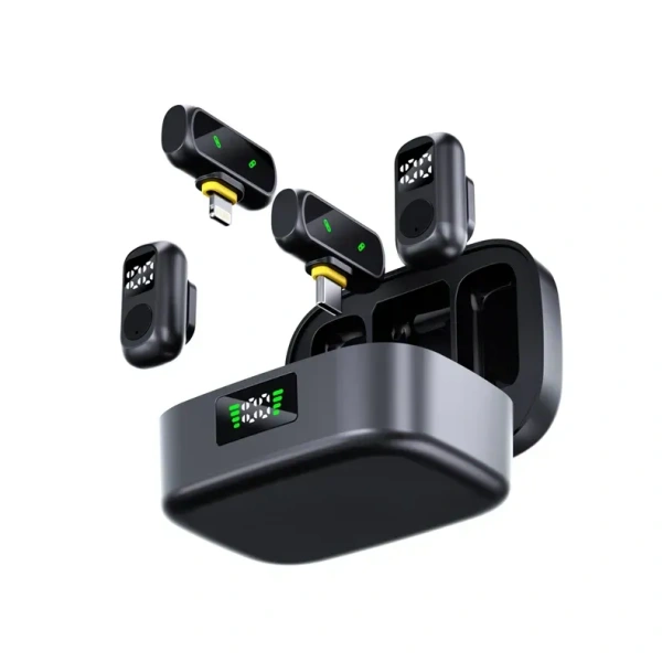 Fitgear FG-X10 Dual-Condenser Wireless Lavalier Microphone – 2.4 GHz, Noise Reduction, Charging Case