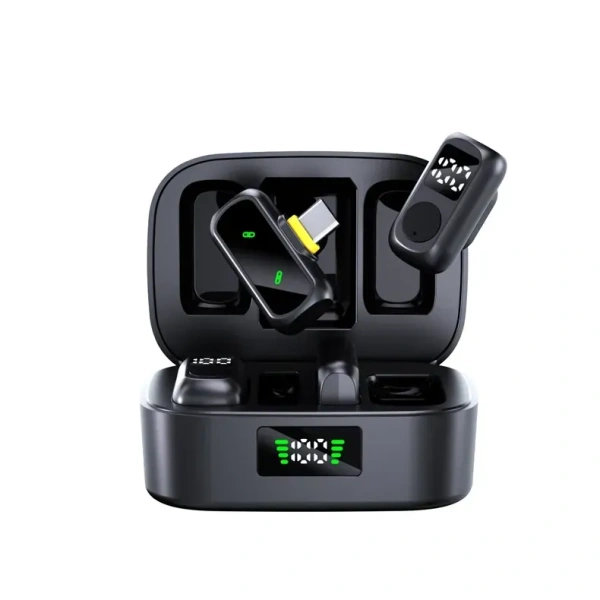 Fitgear FG-X10 Dual-Condenser Wireless Lavalier Microphone – 2.4 GHz, Noise Reduction, Charging Case