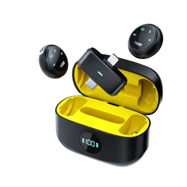 K31 Pro 2.4 GHz Wireless Lavalier Microphone – Dual TX + Receiver with Charging Case (Type-C & iP)