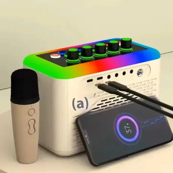 Portable Music Box Karaoke System – Bluetooth Speaker with Wireless Microphone for Parties & Home
