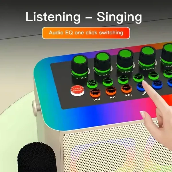 Portable Music Box Karaoke System – Bluetooth Speaker with Wireless Microphone for Parties & Home