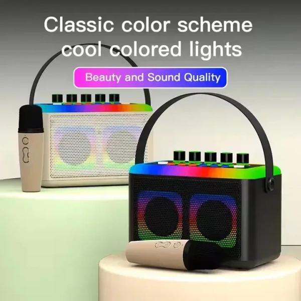 Portable Music Box Karaoke System – Bluetooth Speaker with Wireless Microphone for Parties & Home