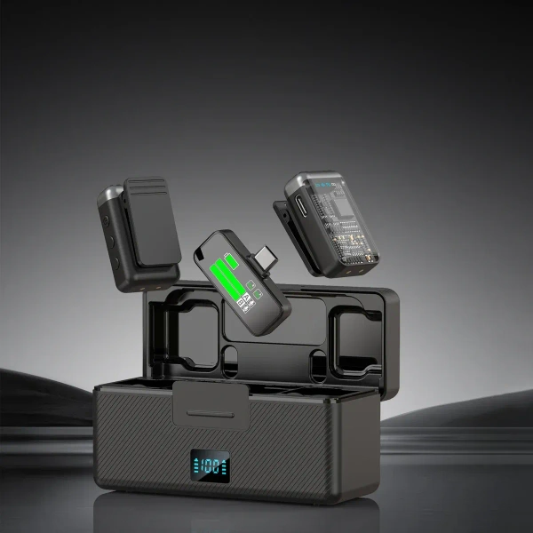 Professional Dual Wireless Lavalier Microphone System – 2 Transmitter 2.4 GHz Set