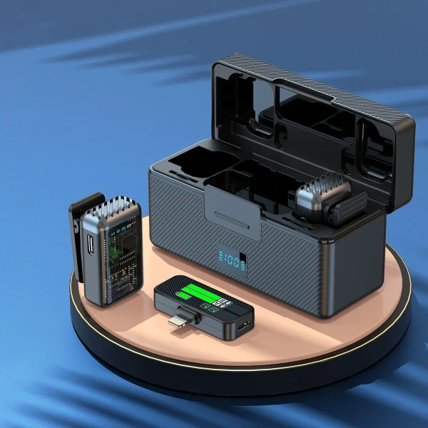 Professional Dual Wireless Lavalier Microphone System – 2 Transmitter 2.4 GHz Set