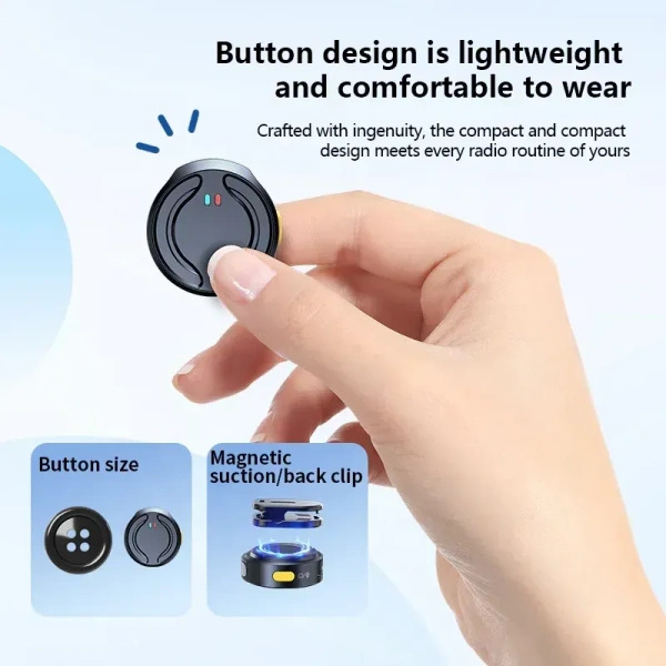 Q81 Portable Wireless Button Microphone – 2.4 GHz, Noise Reduction & Charging Case